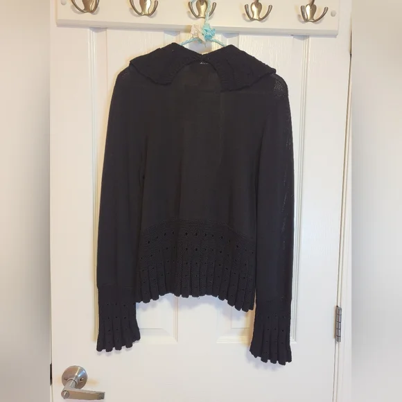 Black Sweater With Ruffle Edges - Picture 2 of 4